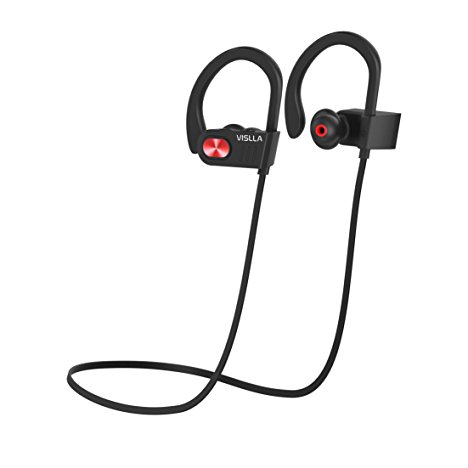 Vislla Bluetooth Headphones, Wireless Sports Earbuds Sweatproof HD Sound Built-in Mic Noise Isolating Earphones for Running Traveling Support 8 hours Working Time