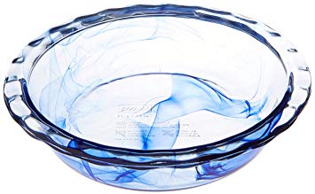Pyrex 1126849 Watercolor Collection Blue Lagoon 9.5" Pie Plate, 1 Count, CLEAR