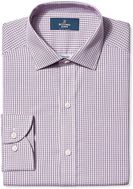 Amazon Brand - BUTTONED DOWN Men's Slim Fit Check Dress Shirt, Supima Cotton Non-Iron