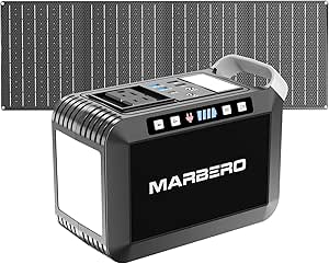 MARBERO 148Wh Solar Generator with Panels Included, 200W Portable Power Station with Solar Panel Foldable 40W Set for Camping Outdoor Hiking Fishing Emergency Backup