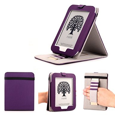 Barnes & Noble NOOK GlowLight Plus eReader Case - Mulbess Leather Case Cover with Kickstand and Elastic Hand Strap for NOOK GlowLight Plus Color Purple