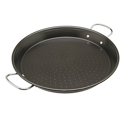 Ecolution Sol Paella Pan – Eco-Friendly PFOA Free Hydrolon Non-Stick – Heavy Duty Carbon steel with Riveted Chrome Plated Handles – Dishwasher Safe – Limited Lifetime Warranty – Black– 15” Diameter