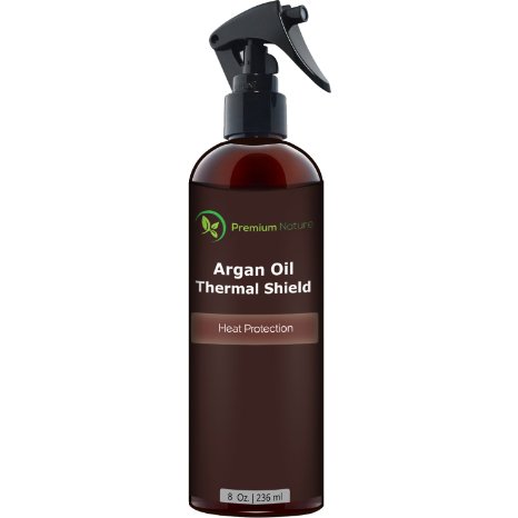 Argan Oil Hair Protector 100 Organic Spray -8 Oz- Protects and Heals Hair from Heat Flat Iron Blow Dryer By Premium Nature