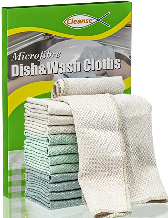 Cleanse® Easy Clean Cloth Nanoscale Cleaning Cloth-12 Pack Inches, Microfiber Streak Free Lint Free Window Glass & Polishing Cleaning Cloth, Assorted Colors