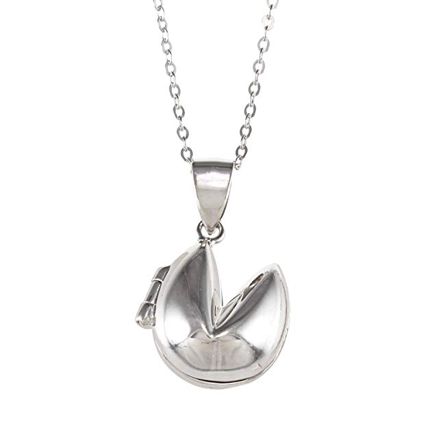Sterling Silver Fortune Cookie Locket Pendant with 18" Chain
