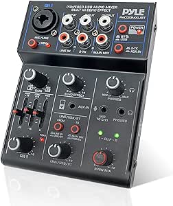 Pyle Professional Wireless DJ Audio Mixer - 3-Channel Bluetooth DJ Controller Sound Mixer w/USB Audio Interface, Combo Jack XLR 6.35mm Mic/Line/Guitar In, 3.5mm, RCA, AUX, Headphone Jack