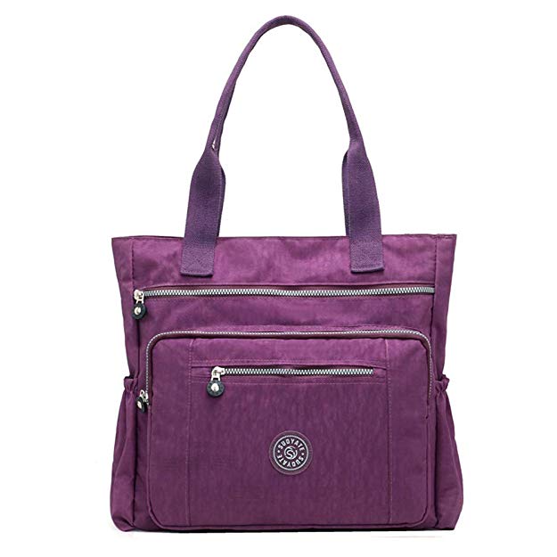 Women's Casual Multi-Pocket Handbags Waterproof Nylon Top-Handle Bag Shoulder Bag Travel Purse Large Capacity
