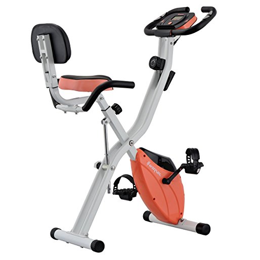 Harvil Foldable Magnetic Exercise Bike with 10-Level Adjustable Magnetic Resistance and Pulse Rate Sensors