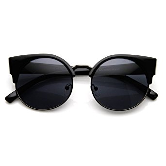 zeroUV - Round Circle Half Frame Semi-Rimless Cateye Sunglasses