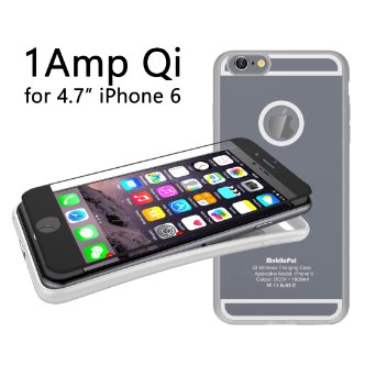MobilePal Qi Wireless Charging Receiver Case for 47 iPhone 66s with 1A Output and Tempered-Glass Screen Protector Space Gray