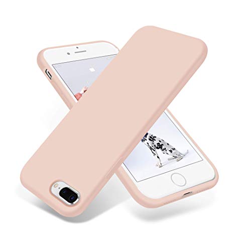 OTOFLY iPhone 8 Plus Case,iPhone 7 Plus Case,[Silky and Soft Touch Series] Premium Soft Silicone Rubber Full-Body Protective Bumper Case Compatible with iPhone 7/8 Plus (Pink Sand)