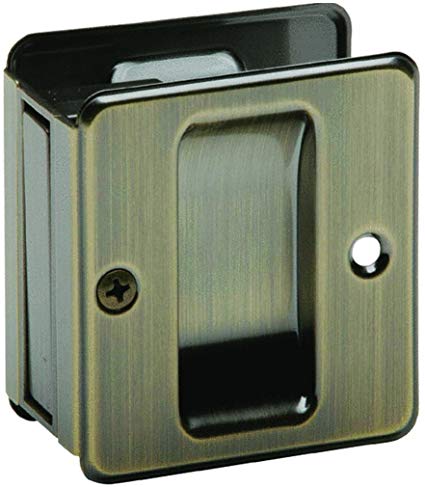 Schlage 990 1-3/4-Inch x 2-1/4-Inch Sliding Pocket Door Pull Sliding, Antique Brass