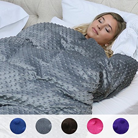 Huggaroo Premium Extra Thick Adult Weighted Blanket Set (Weighted Quilt   Luxurious Cover): Sleep Better, Reduce Anxiety and Stress, Soothe and Unwind, Indulge. (15 lb., 58" x 80", Dark Grey)