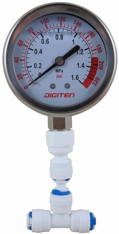 DIGITEN Water Pressure Gauge Meter 0-1.6MPa 0-220psi 1/4" f Reverse Osmosis System Pump