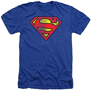Superman Classic Logo Distressed Heather T-Shirt & Stickers