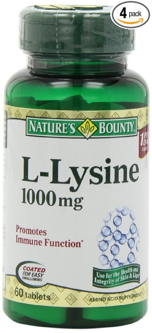 Natures Bounty L-Lysine 1000mg 60 Tablets Pack of 4