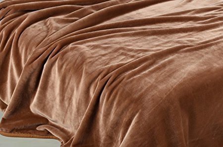 Chezmoi Collection Heavy Thick One Ply Korean Style Faux Mink Blanket 9-Pound Oversized King 105x92" (King, Coffee)