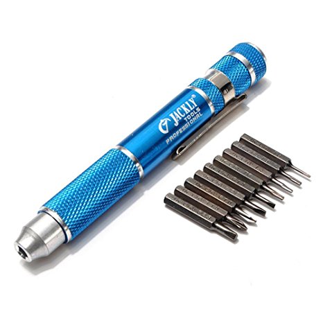 Esscoe Jackly 9 in 1 Mini Gadgets Electric Repair Tools Pen Style Precision Screwdriver Set Kit For Watch Repair,PC Repair,Notebook Repair,Home Improvement (Blue)