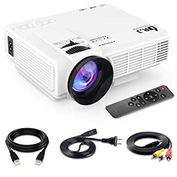 DR.J Projector, 2200LUX Mini Projector with 176" Projection Size, 1080P Supported Full HD Video Projector, Compatible with HDMI, VGA, AV, USB for Home Theater, Movie, Video Game, Party, Outdoor activities and More