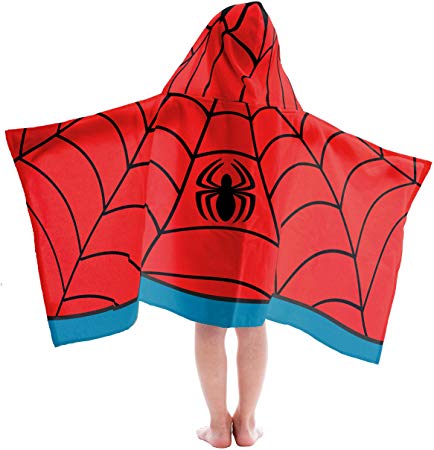 Jay Franco Marvel Spiderman Super Soft & Absorbent Kids Bath/Pool/Beach Hooded Towel - Fade Resistant Cotton Terry Towel, Measures 22.5 inch x 51 inch (Official Marvel Product)