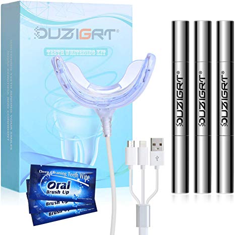 Teeth Whitening Kit, OUZIGRT 3 Teeth Whitening Gels Teeth Stain Remover Includes Mouth Tray & Teeth Whitening Strips Rapid & Effective Results
