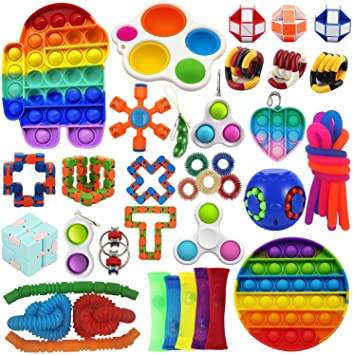 Sensory Toys Set 40 Pack, Stress Relief Fidget Hand Toys for Adults and Kids, Sensory Fidget and Squeeze Widget for Relaxing Therapy - Perfect for ADHD Add Anxiety Autism