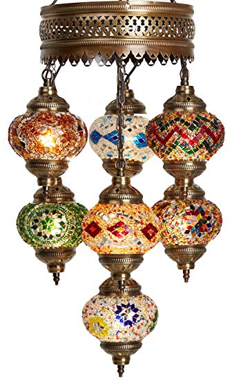 (Choose from 35 Designs) Turkish Moroccan Mosaic Glass Chandelier Lights Hanging Ceiling Lamps