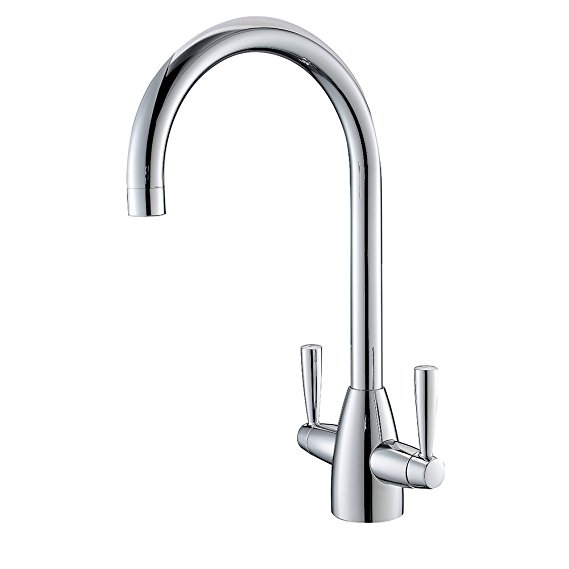 VAPSINT‚ Designer Modern Chrome Finish Double Handle Swivel Spout Kitchen Sink Mixer Taps Solid Brass Mixer Sink Tap
