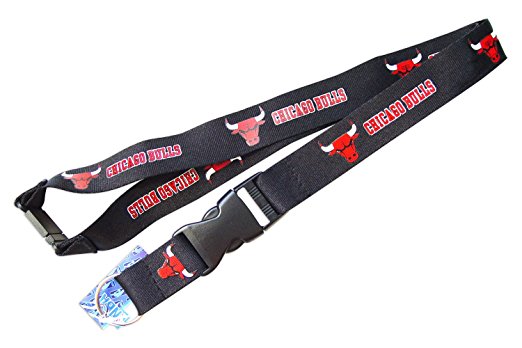 Chicago Bulls Clip Lanyard Keychain Id Holder - Black