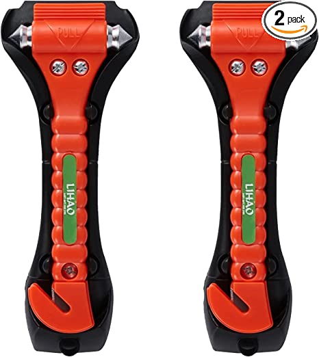 LIHAO Car Safety Hammers Window Breaker and Seat Belt Cutter for Car Emergency Escape 2-in-1 Underwater Working Car Escape Tool (2 Pack)