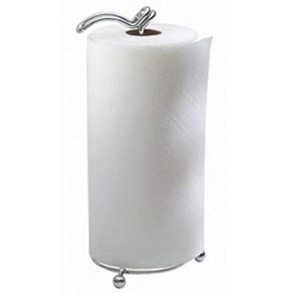 InterDesign Classico Free Standing Kitchen Paper Towel Roll Holder, Metal , Silver