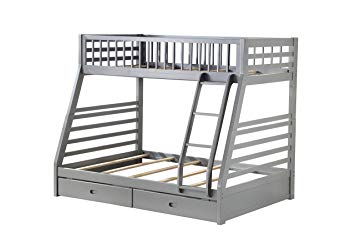 ACME Furniture 37840 Jason Twin/Full Bunk Bed with 2 Drawers, Gray
