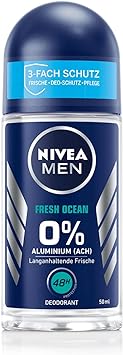 NIVEA MEN Fresh Ocean Deo Roll-On (50 ml), Deo ohne Aluminium (ACH) mit 48h Schutz, Deodorant mit NIVEA MEN Pflegekomplex und antibakteriellen Wirkstoffen