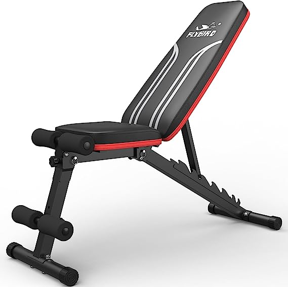 FLYBIRD Weight Bench, Workout Bench for Home Gym and Full Body Workout, Adjustable Weight Bench Incline Bench with Fast Folding -New Version