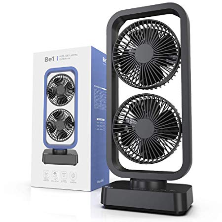 OPOLAR 2019 New Oscillating Battery Operated Desk Fan with Superpower Battery (10000mAh), Portable Cooling Camping Fan with Fast Air Circulation, 6-24 Working Hours & Fast Charging, Wide Application