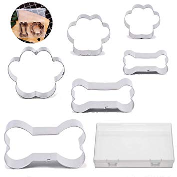 BakingWorld Dog Cookie Cutter Set - 6 Piece - Dog Bone and Dog Paw Print Biscuit Cookie Mold for Homemade Treats - Stainless Steel(Assorted Sizes)