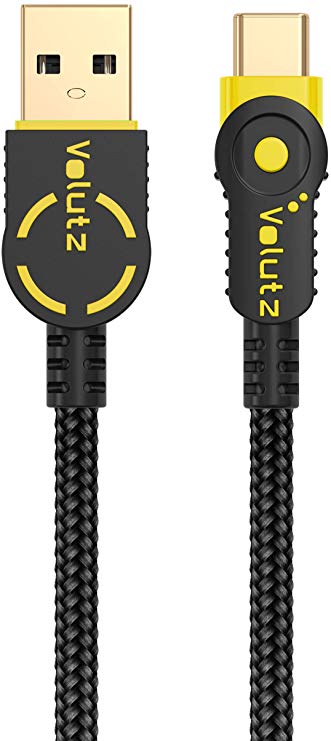Volutz USB Type C Cable, USB A 2.0 to USB-C Fast Charger, Nylon Braided Cord for Samsung Galaxy S10 S9 S8 Plus Note 9/8, LG V20 G5 Moto Z, Nintendo Switch and More USB C Devices - 0.3m / 1ft (Yellow)