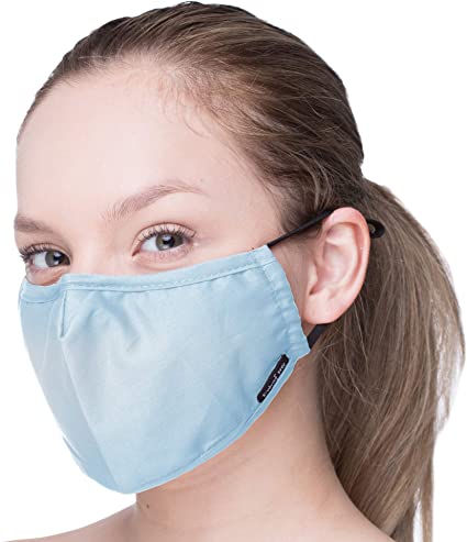 Anti Pollution 3 Layers Mouth Cover - Adjustable Ear Loops Dust Cotton (Extra 2 Filters) Washable and Reusable - Replacement Filter Pocket - with Nose Bridge - For Men and Women