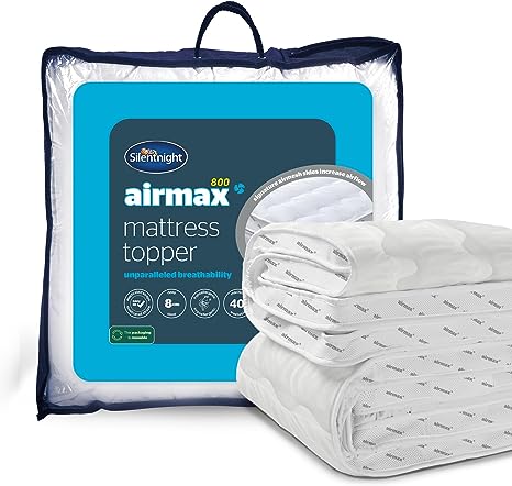 Silentnight Airmax 800 Mattress Topper – Extra Thick Deep Fitted Mattress Pad Topper with Mesh Sides to Increase Airflow and Elasticated Straps – Hypoallergenic and Machine Washable – Super King