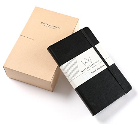 3-Pack, Minimalism Art | Classic Notebook Journal, Size: 5" X 8.3", A5, Black, Ruled/Lined Page, 240 Pages, Hard Cover/Fine PU Leather, Inner Pocket, Quality Paper - 80gsm | Designed in San Francisco