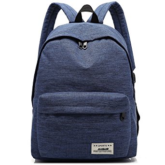 Augur Casual Laptop Backpack Lightweight Classic Bookbag Water Resistant Rucksack for Travel