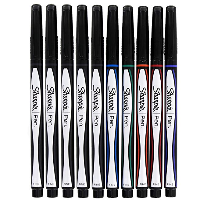 Sharpie Fine Point Pen Stylo, Permanent Ink, Water Resistance, Assorted Colors, 10-Pack