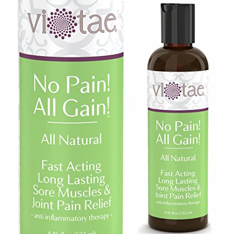 100% Natural Pain Relief Sports Balm, Fast Acting, Deep Penetrating, Long Lasting Sore Muscle & Joint Pain Management - 'No Pain! All Gain!' by Vi-Tae®