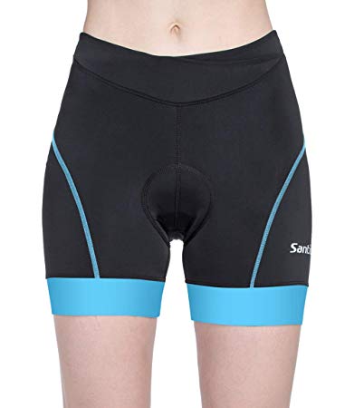 Santic Women's Cycling Shorts 4D Gel Elastic Comfortable for Spin Bike Classes Indoor Bike Shorts Women with Padding Plus Size