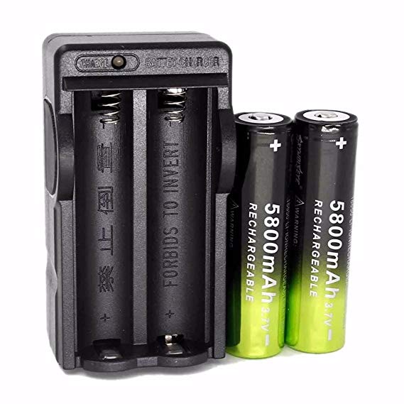 Dual Smart Charger   2PCS button top 18650 5800mAh 3.7v Li-ion Rechargeable Battery For LED Flashlight Torch toy Batteries