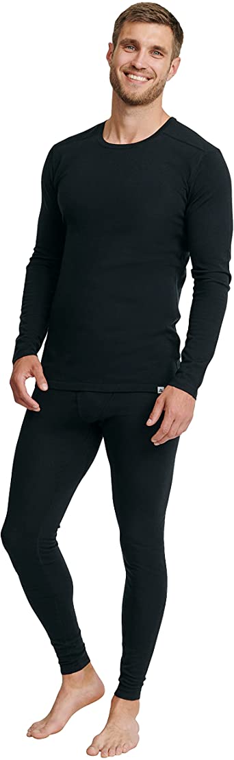 DANISH ENDURANCE Conjunto Térmico de Lana Merina para Hombre, Camiseta y Pantalon, Ropa Interior Térmica Premium, Transpirable, Absorbe la Humedad y Controla la Temperatura