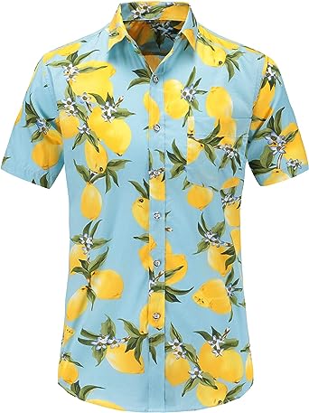 Dioufond Mens Hawaiian Shirts Short Sleeve Aloha Hawaii Tropical Shirt