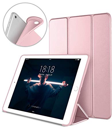 New iPad 2017 iPad 9.7 Inch Case, DTTO Ultra Slim Lightweight Smart Case Trifold Cover Stand with Flexible Soft TPU Back Cover for iPad Apple New iPad 9.7-inch [Auto Sleep/Wake],Rose Gold