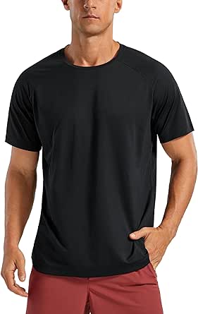 CRZ YOGA Men's Lightweight Short Sleeve T-Shirt Quick Dry Workout Running Athletic Tee Shirt Tops