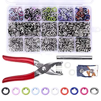 200Pcs 9.5mm Snap Fasteners, craftsman168 Poppers Ring Press Snap Studs with Hand Pressing Pliers Tool Kit for Bibs Custom Clothing or DIY Projects